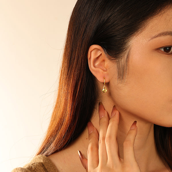 FE2847 925 Sterling Silver Hert Lock Hoop Earings