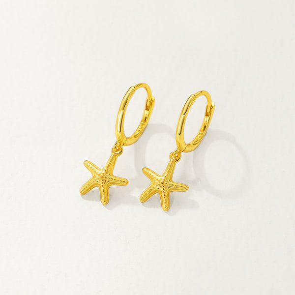 FE2810 925 Sterling Silver Starfish Dangle Earrings