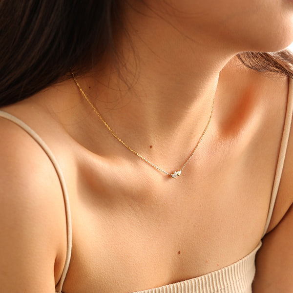 VFX0140 Double Heart Pave CZ Pendant Necklace