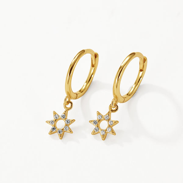 FE3179 Starburst Dangle Hoop Earring