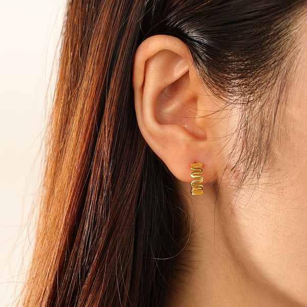 FE2903 925 Sterling Silver Wavy Hoop Earring