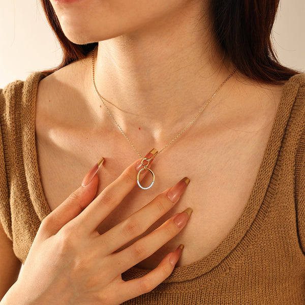 VFX0036 Double Plated Circle Pendant Necklace