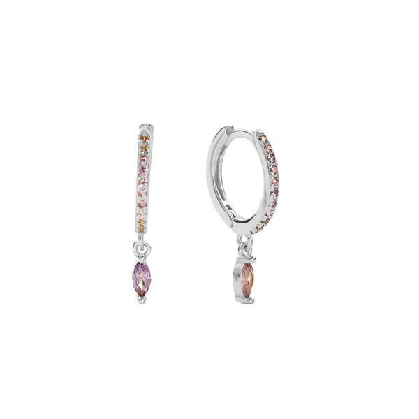 FE2759 Blue Turquoise Colorful Stone Dangle Hoop Earrings