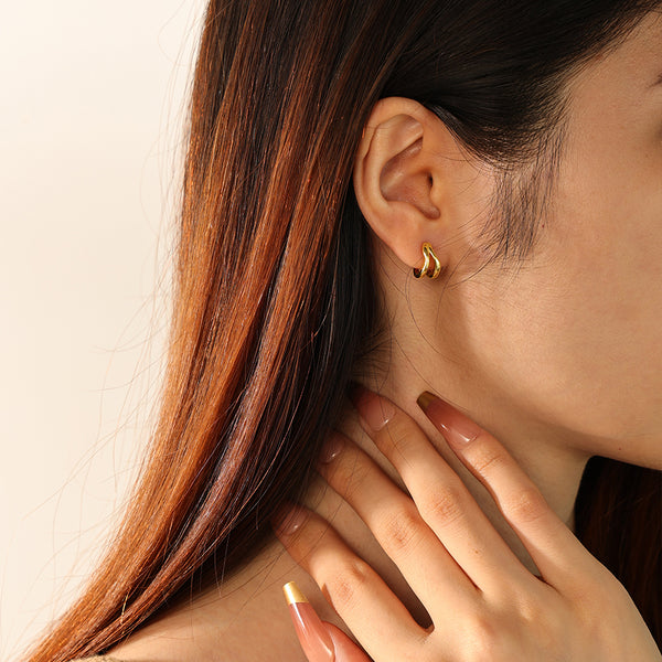 FE2842 925 Sterling Silver Double Circle Hoop Earring