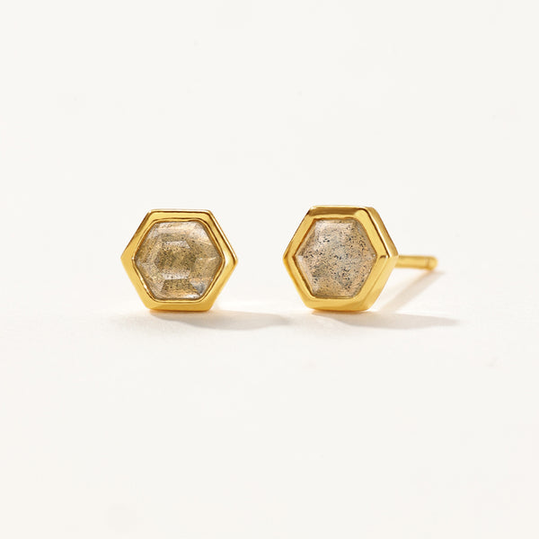 VFE0238 Hexagon Natural Stone Stud Earring