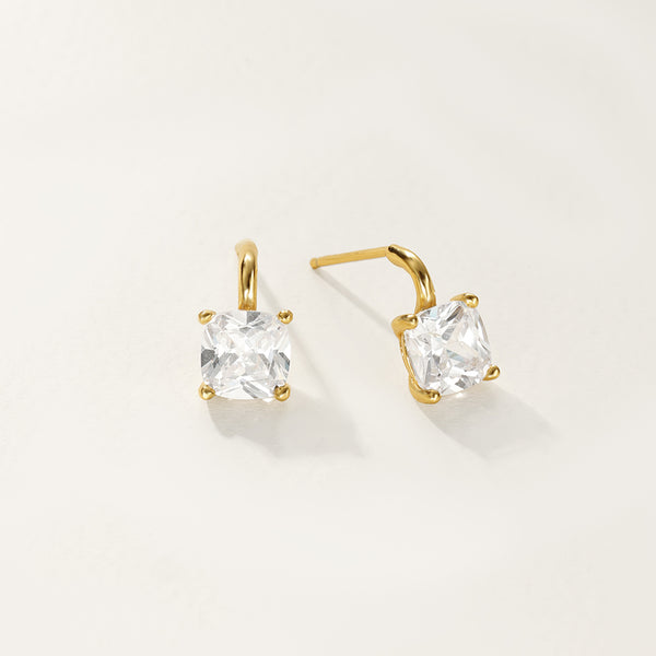 FE2782 925 Sterling Silver Square Cubic Zirconia Earring