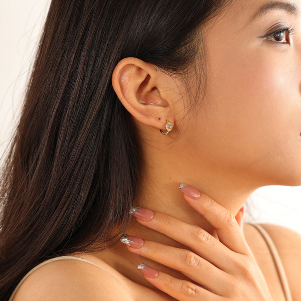 VFE0158 Colorful Opal CZ Hoop Earring