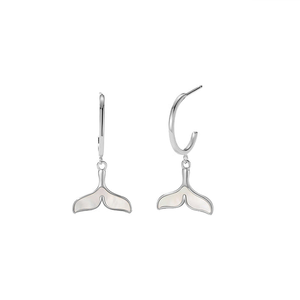 FE2721 925 Sterling Silver Dolphin Tail Dangle Earring