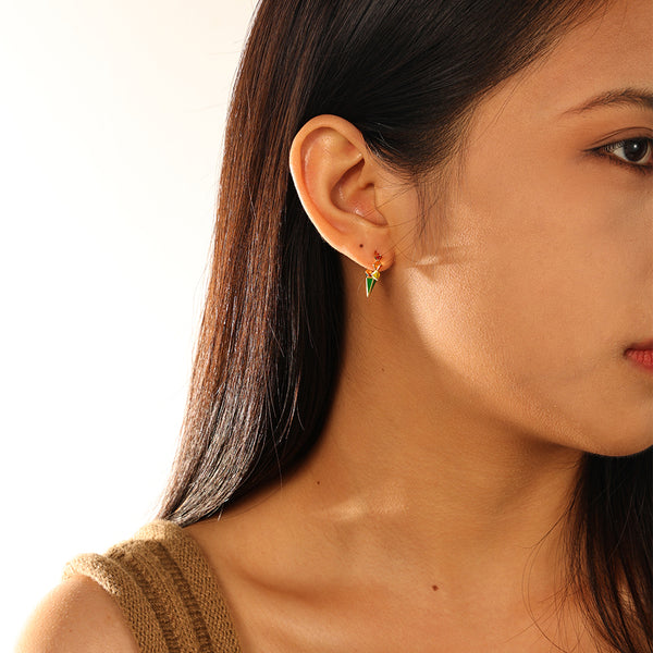 FE2918 925 Sterling Silver Colorful Enamel Rivets Hoop Earring