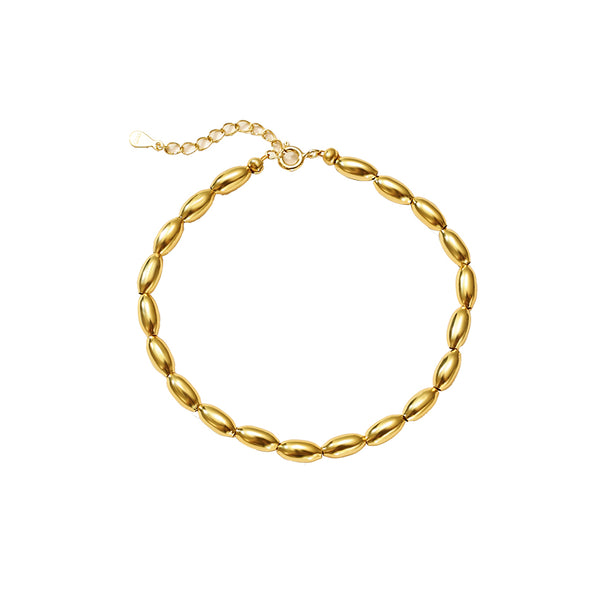 PB0099 Oval Gold Bead Bracelet