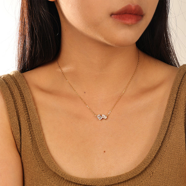 VFX0065 Pear Cut & Rectangle Cut Zirconia Pendant Necklace