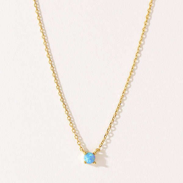 VFX0279 Minimalist Opal Pendant Necklace