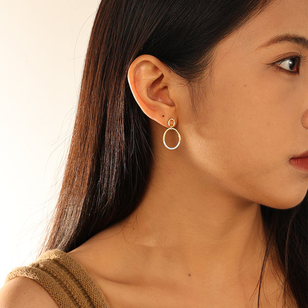 VFE0051 Interlock Double Circle Stud Earrings