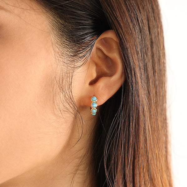VFE0164 Round Opal Hoops Earring