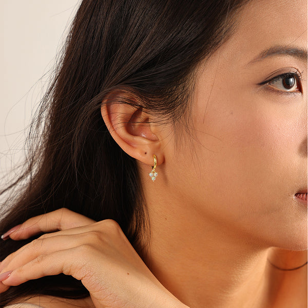 VFE0271 Colorful Opal Trio Dangle Hoop Earring