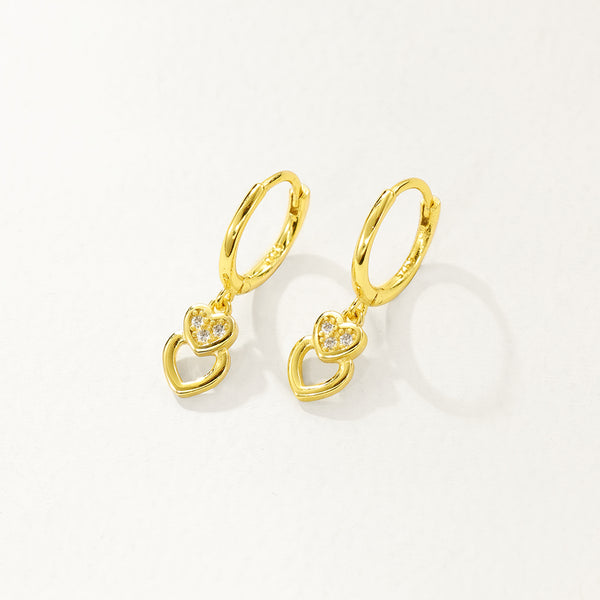 FE2727 925 Sterling Silver Zirconia Heart Dangle Earrings