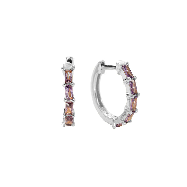 FE2846 925 Sterling Silver Pave Diamond CZ Hoop Earrings