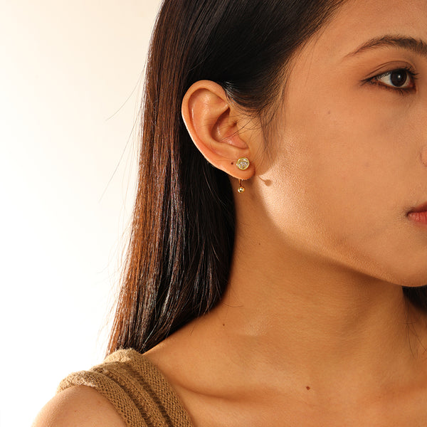 FE2786 925 Sterling Silver Smiley Face Screw Pin Earrings