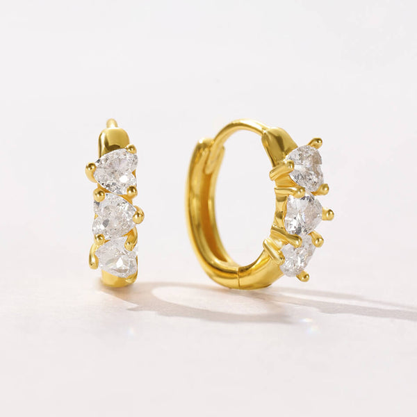 VFE0188 Triple Heart Opal Cubic Zirconia Hoop Earrings