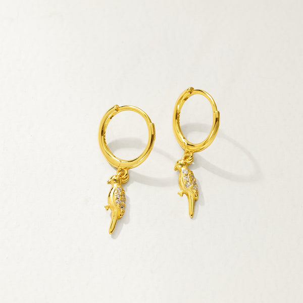 FE2725 925 Sterling Silver Woodpecker Dangle Earrings