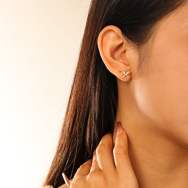 FE2783 925 Sterling Silver Butterfly CZ Ballbell Stud Earring