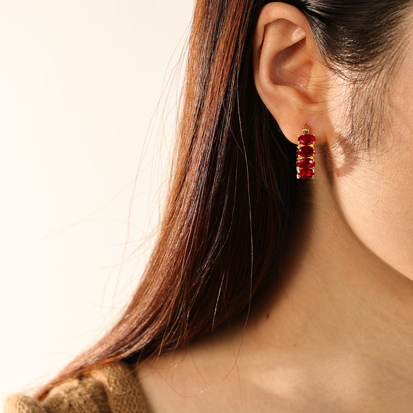 FE2770 925 Sterling Silver Oval Cubic Zirconia Hoop Earring