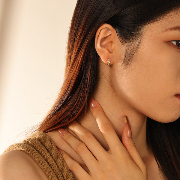 FE2874 925 Sterling Silver Heart Cubic Zircon Hoop Earrings