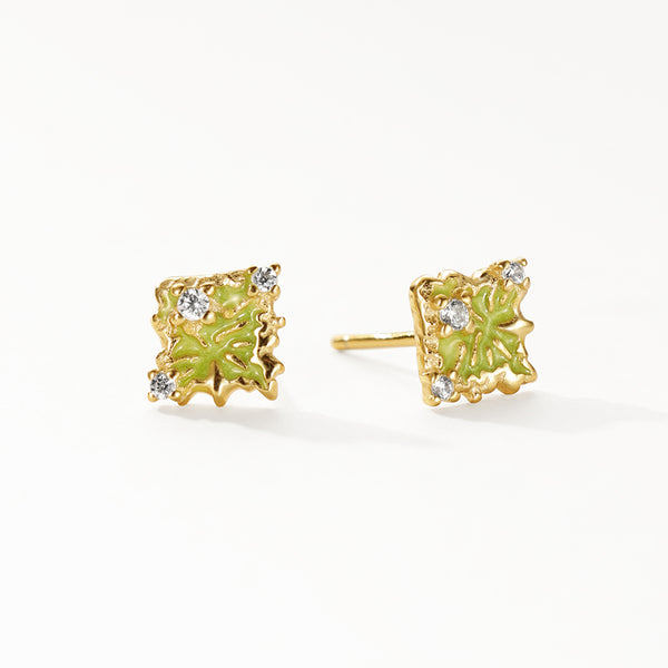 FE3107 Green Emanel Stud Earring