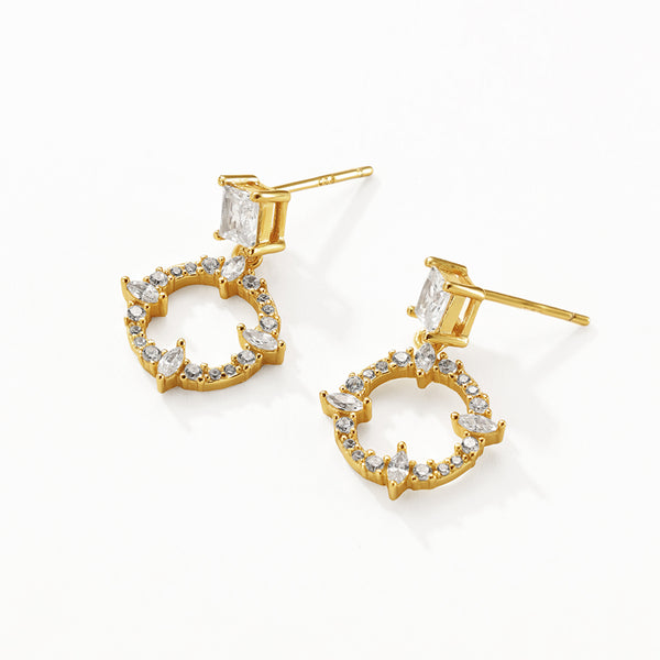 FE3177 Zirconia Circle Dangle Stud Earring