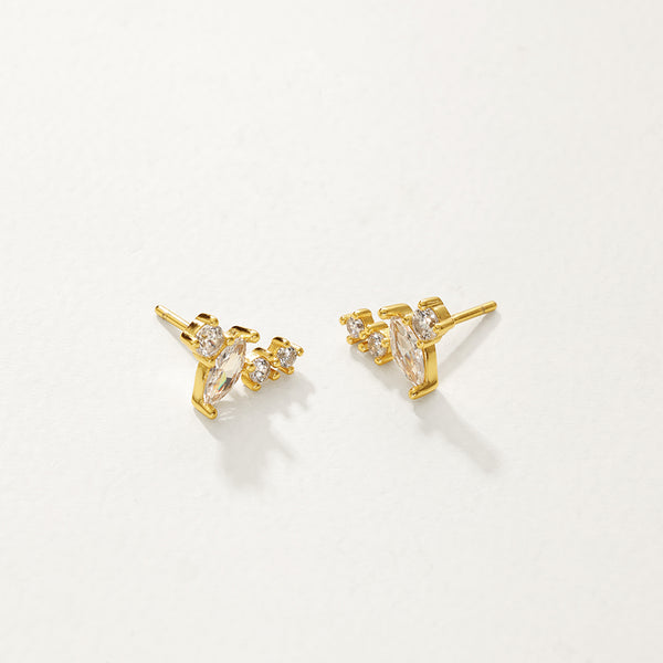 FE2882 925 Sterling Silver Crystal Climber Stud Earrings