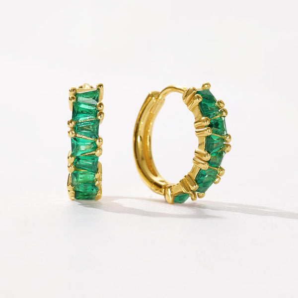 VFE0209 Geometric Trapezoid Colored Zirconia Hoop Earrings