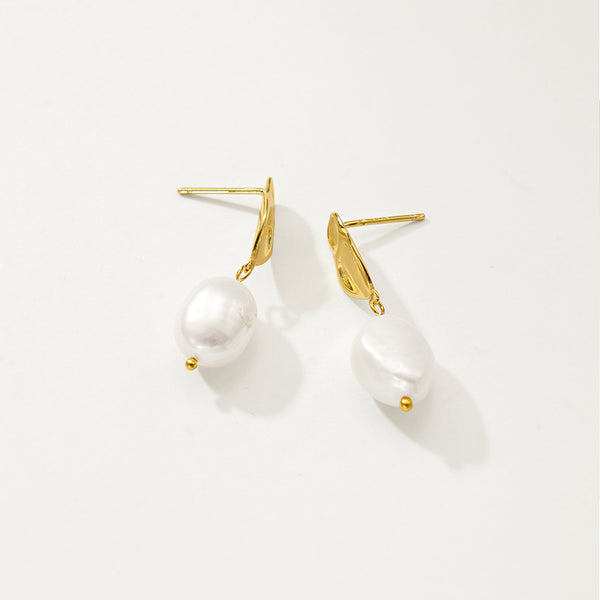 FE2710 925 Sterling Silver Pearl Stud Dangle Earring