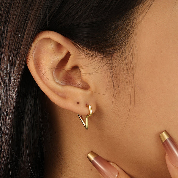 FE2083 925 Sterling Silver High Polish Lightning Hoop Earrings