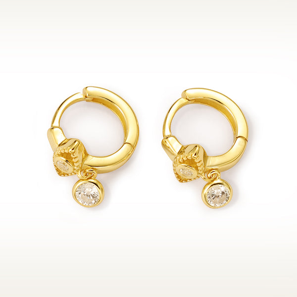 FE2096 925 Sterling Silver Eye Cubic Zirconia Hoop Earrings