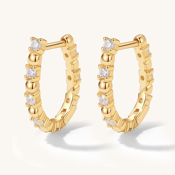 FE2037 925 Sterling Silver U Shape CZ Huggie Hoop Earrings