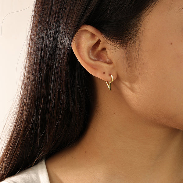 FE2083 925 Sterling Silver High Polish Lightning Hoop Earrings