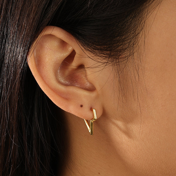 FE2083 925 Sterling Silver High Polish Lightning Hoop Earrings