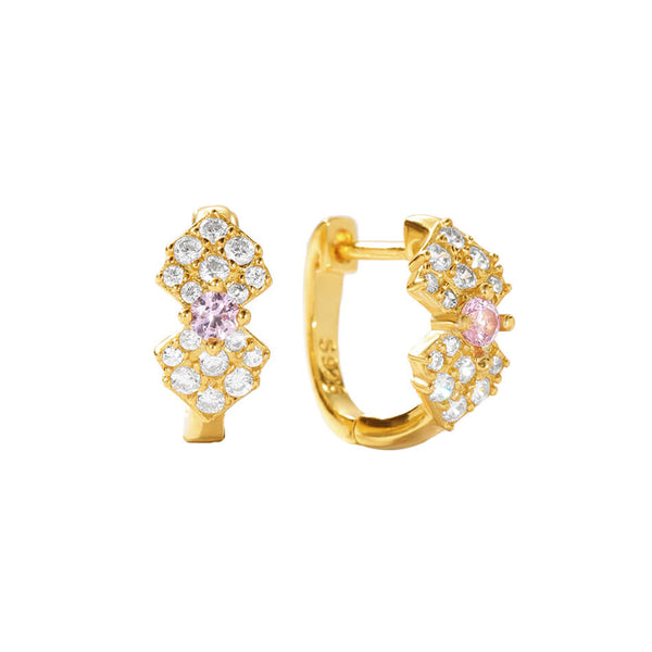 FE3503 Pave Cubic Zirconia Bow Hoop Earrings