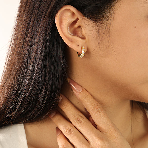 FE2188 925 Sterling Silver Classic Shell Pearl Hoop Earrings