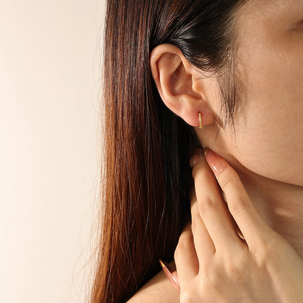 FE2113 FE2114 925 Sterling Silver Simple Twisted Hoop Earrings