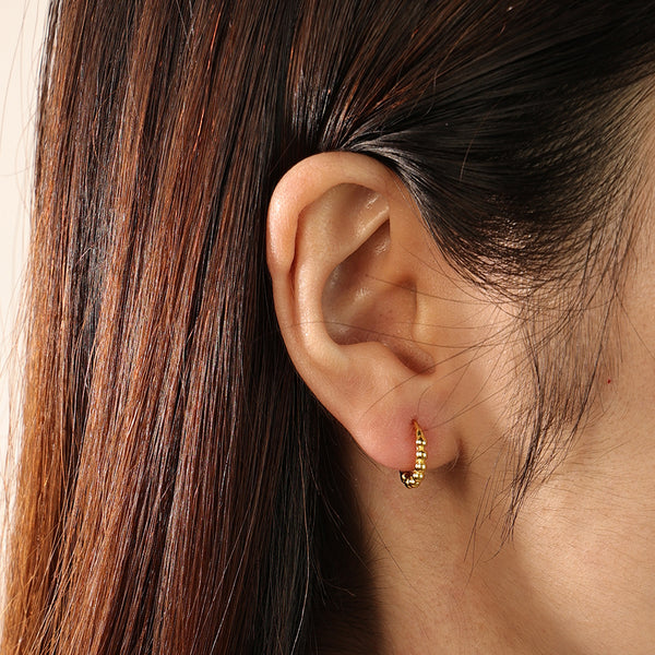 FE2110 FE2111 925 Sterling Silver Minimalist Beads Hoop Earrings