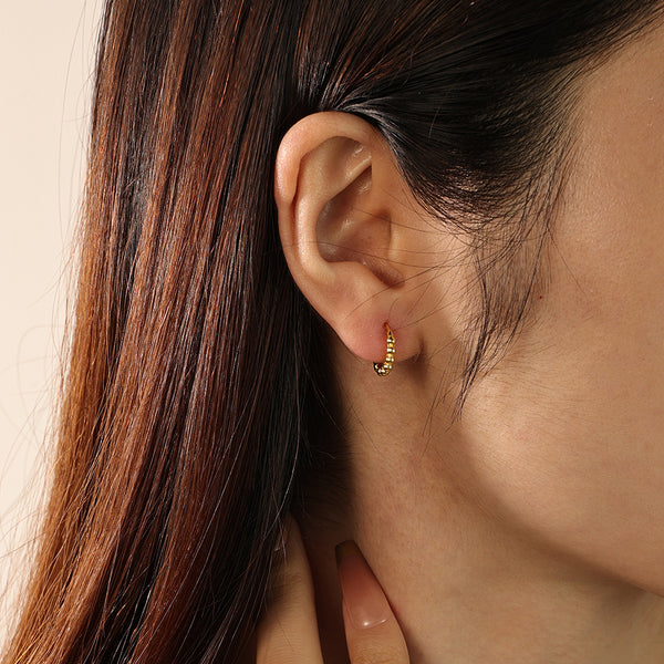 FE2110 FE2111 925 Sterling Silver Minimalist Beads Hoop Earrings