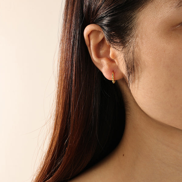 FE2110 FE2111 925 Sterling Silver Minimalist Beads Hoop Earrings