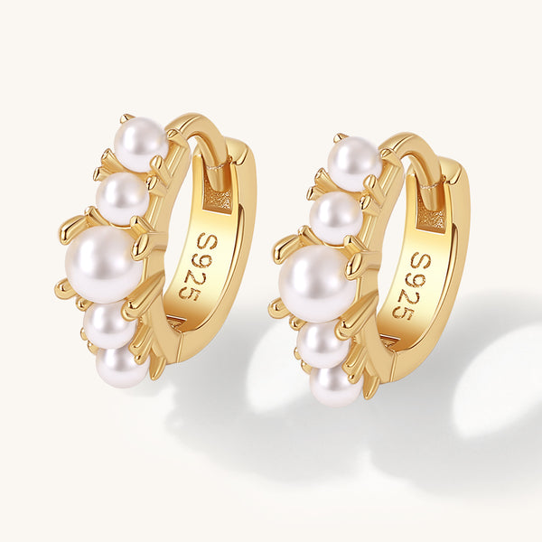 PE0133 Shell Pearl Hoop Earrings