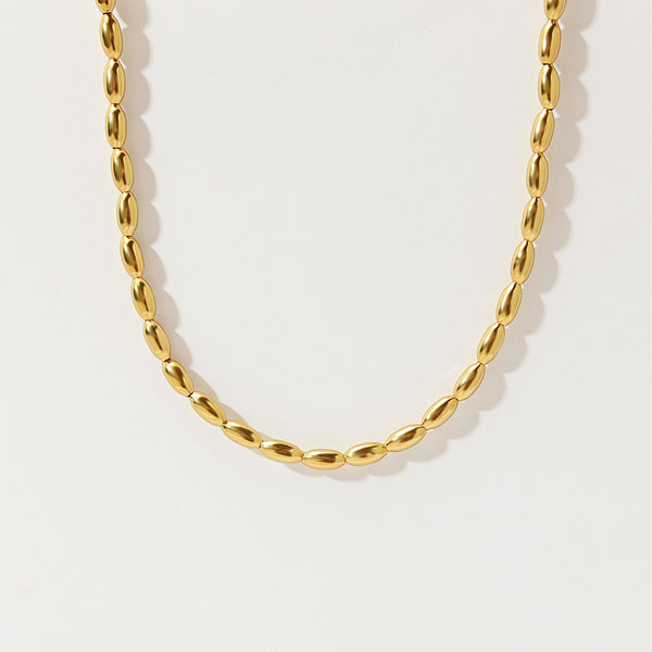 PN0186 Oval Gold Bead Necklace