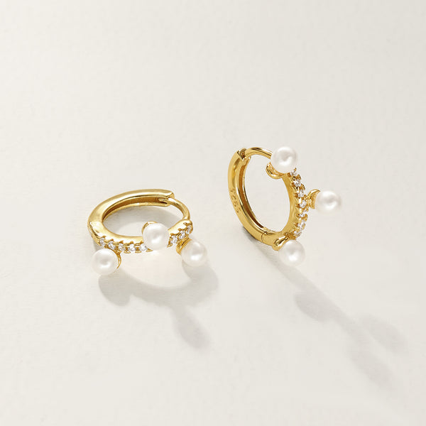 FE2794 925 Sterling Silver Shell Pearl Hoop Earring