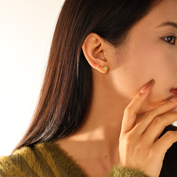 FE3107 Green Emanel Stud Earring