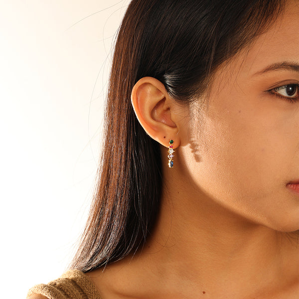 FE2747 925 Sterling Silver Mixed Colorful Tassel Earrings