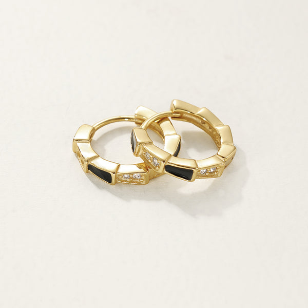 FE2762 925 Sterling Silver Enamel Hoop Earrings