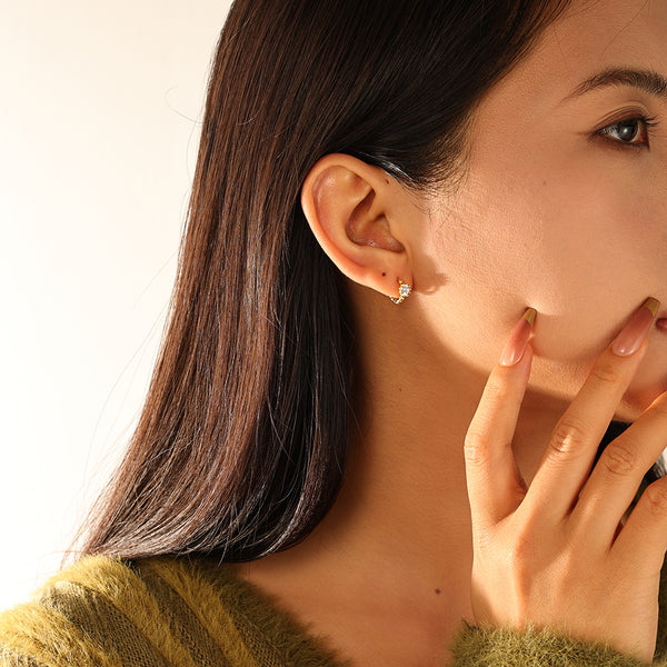 FE3170 Claw Setting CZ Hoop Earring